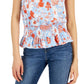 Blusa feminina estampada com gola falsa, tamanho extragrande, azul, da INC International Concepts