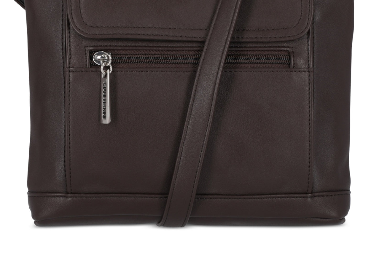 Giani Bernini Bolsa transversal Venice de couro napa feminina, marrom, tamanho regular