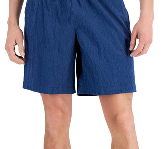 Alfani Masculino Regular Fit Yarn Dyed Stripe Seersucker Shorts Azul Tamanho X-G