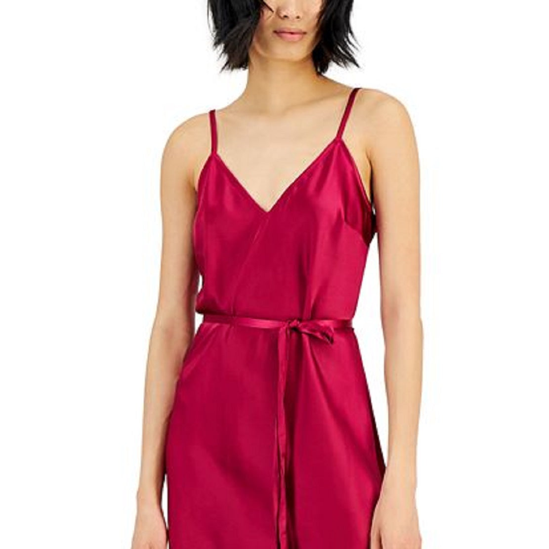 Vestido feminino com fenda lateral e decote profundo, vermelho, tamanho médio, da INC International Concepts