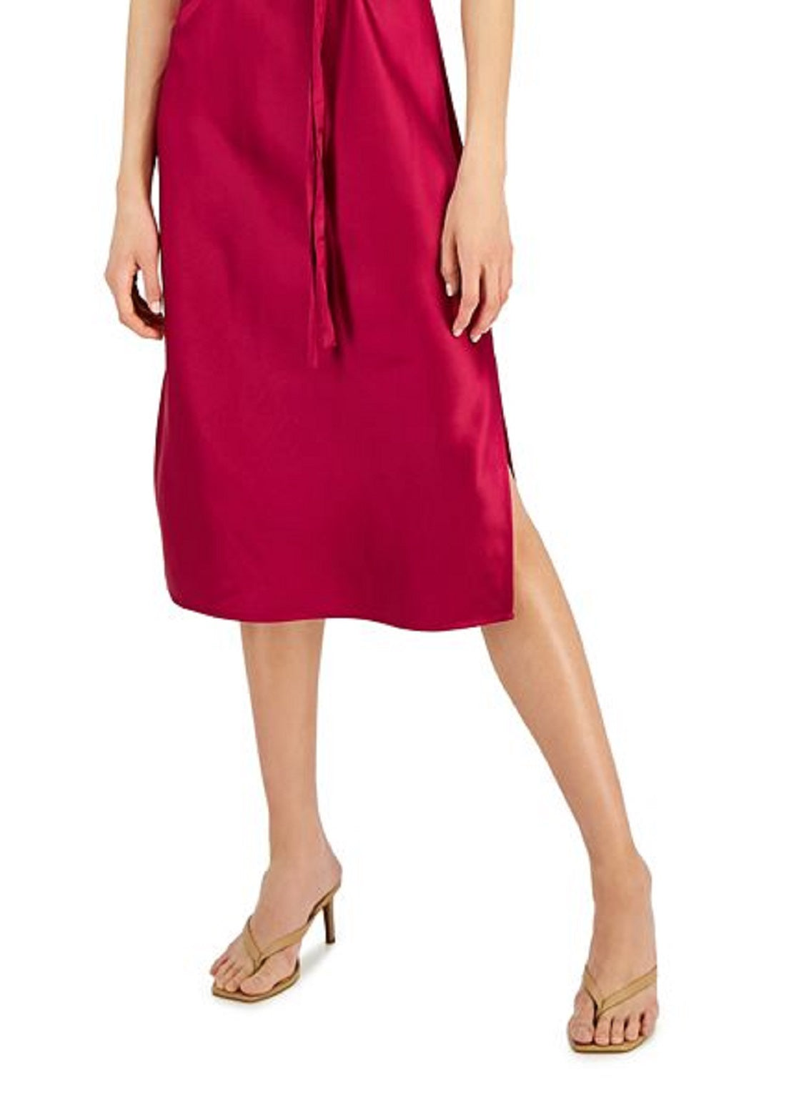 Vestido feminino com fenda lateral e decote profundo, vermelho, tamanho médio, da INC International Concepts