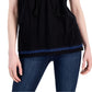 Top feminino bordado com decote dividido, preto, tamanho pequeno, estilo &amp; co