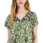 Blusa feminina com estampa e borla bordada e amarrada, estilo &amp; co, verde, tamanho médio