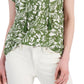 Blusa feminina com estampa e borla bordada e amarrada, estilo &amp; co, verde, tamanho médio