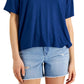 Camiseta feminina estilo &amp; co, gola V drapeada, azul, tamanho extrapequeno