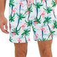 Calções de banho masculinos com estampa de flamingo e ilha Club Room, tamanho médio, branco