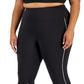 Leggings de compressão 7/8 com blocos de cores femininas ID Ideology, pretas, tamanho 1X