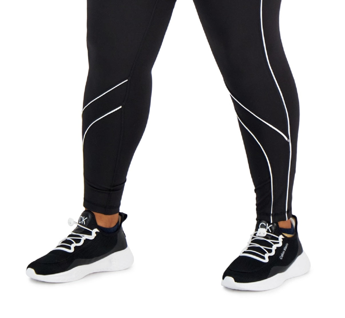 Leggings de compressão 7/8 com blocos de cores femininas ID Ideology, pretas, tamanho 1X