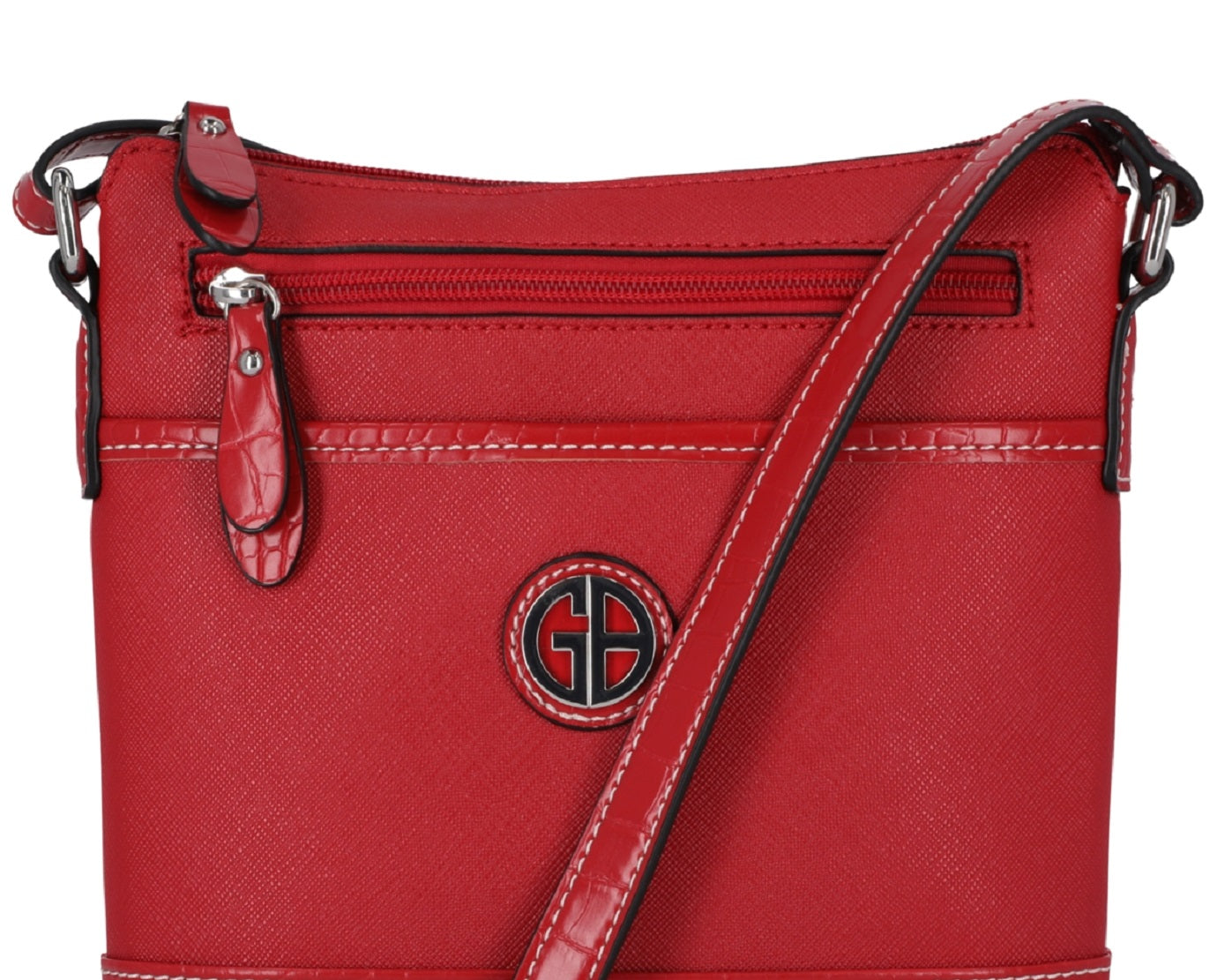 Bolsa transversal feminina Giani Bernini em couro sintético com relevo, vermelha, tamanho regular