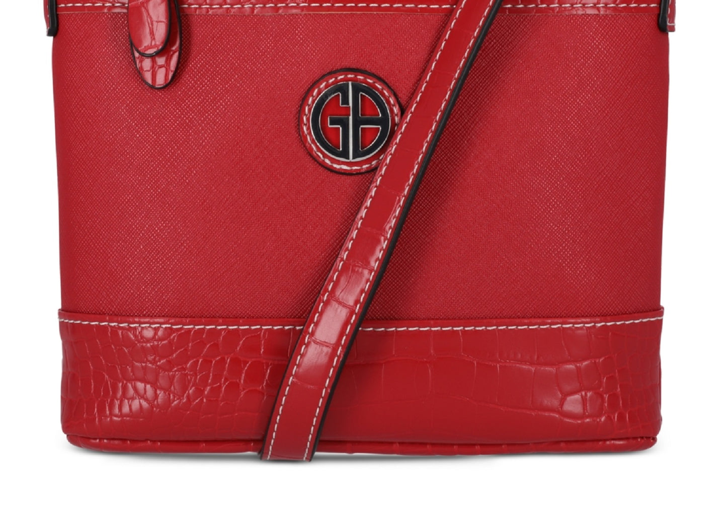 Bolsa transversal feminina Giani Bernini em couro sintético com relevo, vermelha, tamanho regular