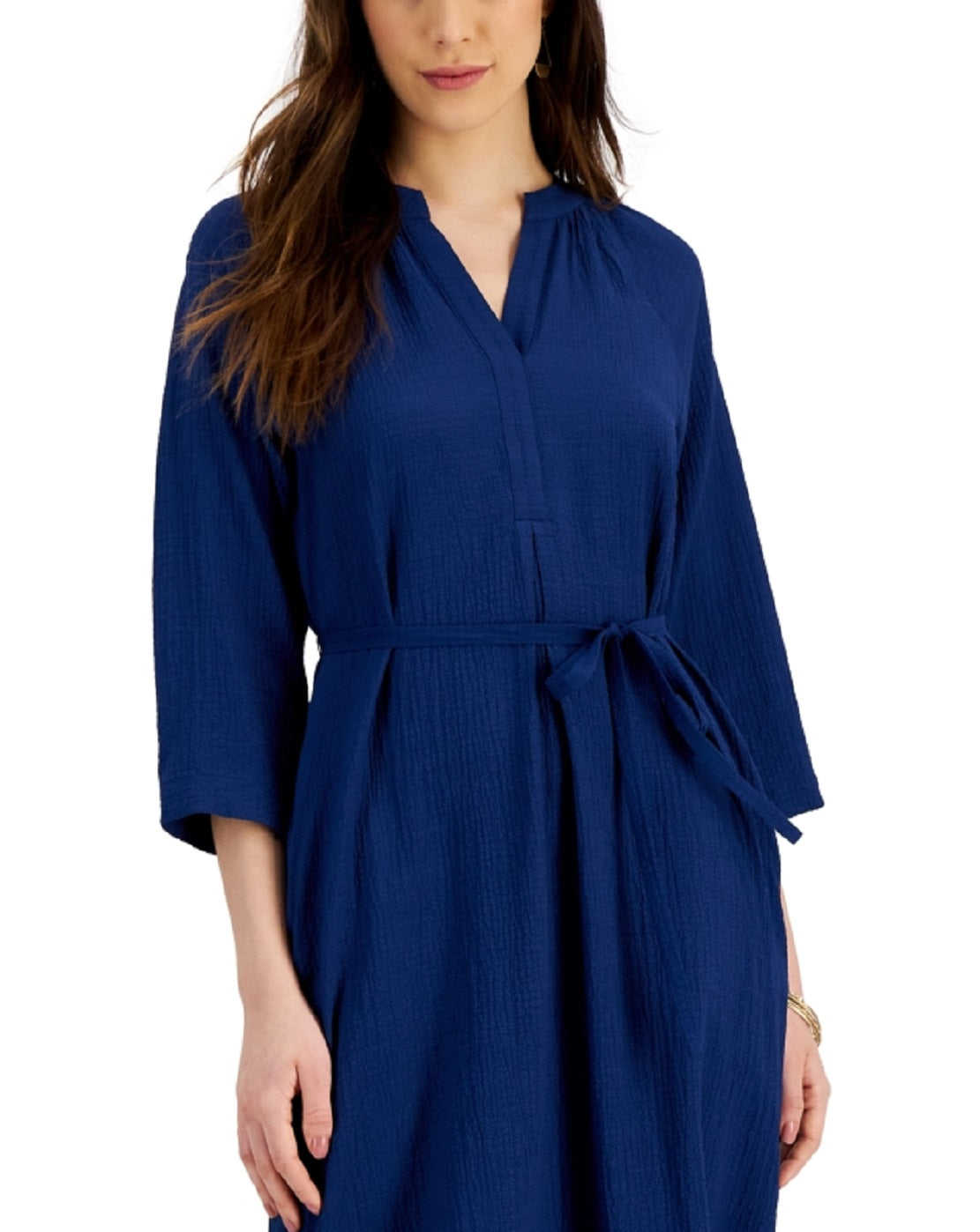 Vestido midi amassado feminino Alfani azul tamanho extragrande