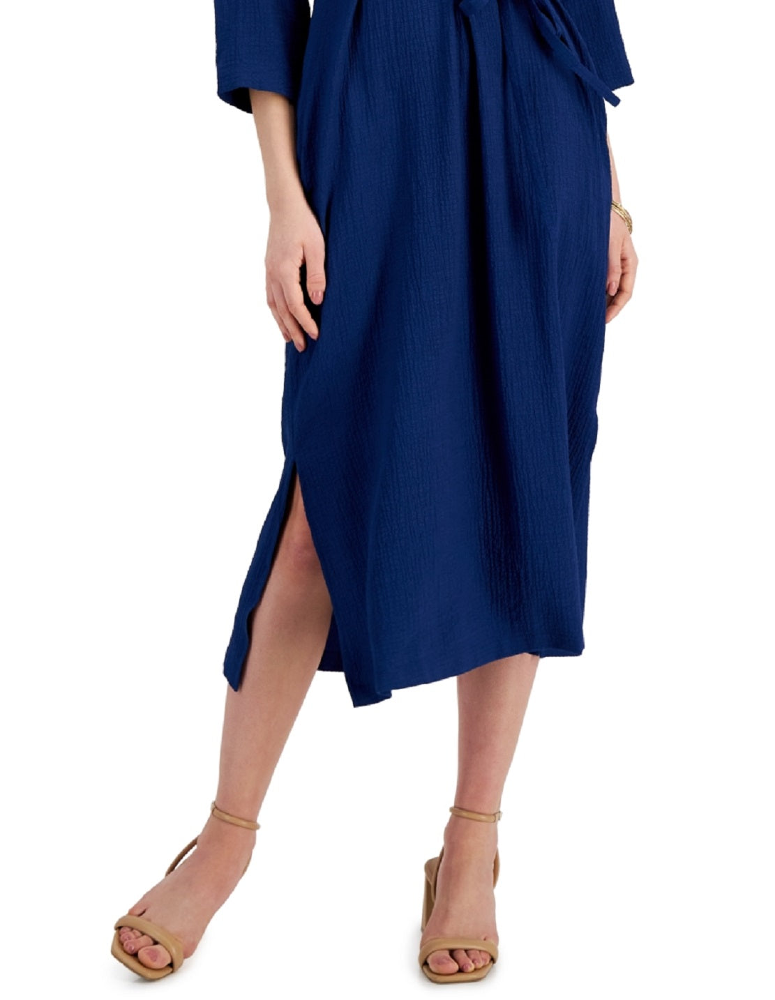 Vestido midi amassado feminino Alfani azul tamanho extragrande