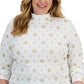 Blusa feminina Karen Scott com estampa de gola falsa para o feriado, branca, tamanho 1X