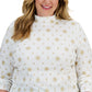 Blusa feminina Karen Scott com estampa de gola falsa e estampa de Natal, branca, tamanho 2X