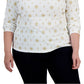 Blusa feminina Karen Scott com estampa de gola falsa e estampa de Natal, branca, tamanho 2X
