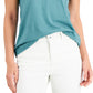 Camiseta feminina de algodão com decote em V, estilo &amp; co, verde, tamanho pequeno pequeno