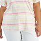 Camiseta feminina listrada de algodão estilo &amp; co rosa tamanho 3X