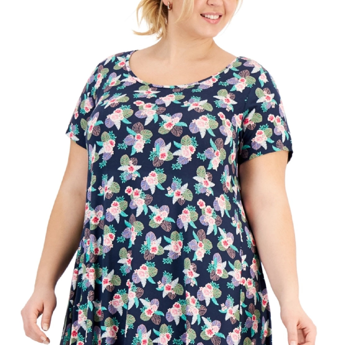 Vestido chinelo estampado feminino Style &amp; Co, azul, tamanho 0X