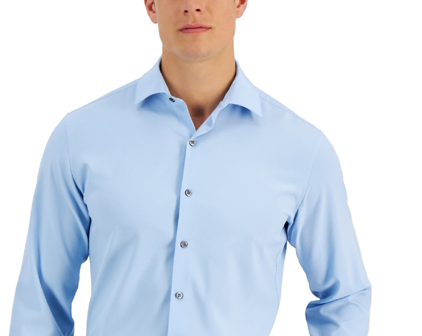 Camisa social masculina Alfani Slim Fit com elasticidade em 4 direções, azul, tamanho 17 x 36 x 37