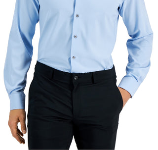 Camisa social masculina Alfani Slim Fit com elasticidade em 4 direções, azul, tamanho 17 x 36 x 37