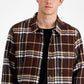 Camisa de flanela Randy masculina Sun + Stone, marrom, tamanho médio