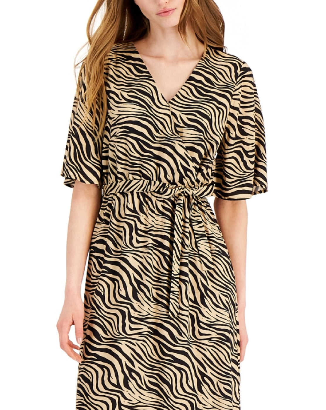 Vestido longo zebra feminino INC International Concepts, marrom, tamanho extrapequeno