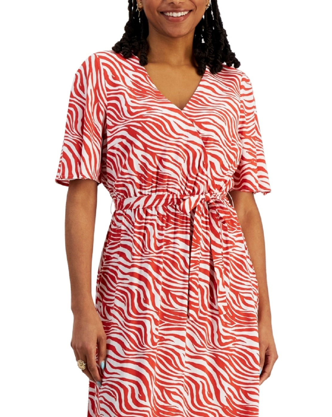 Vestido longo feminino estampado com sobrepeliz INC International Concepts, tamanho laranja, pequeno e grande