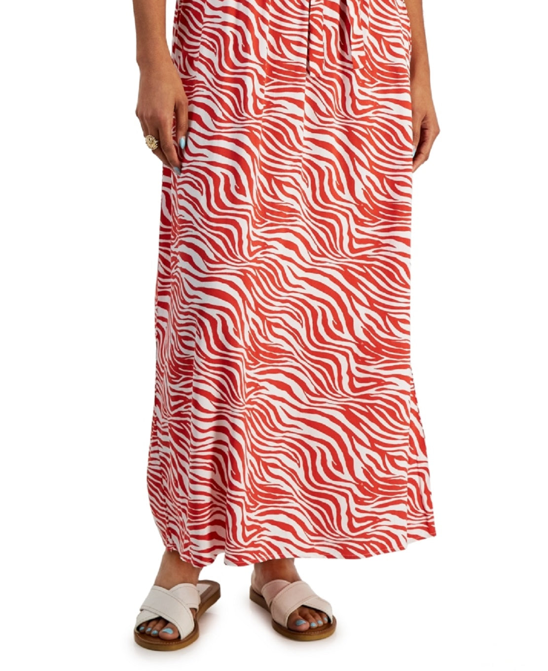 Vestido longo feminino estampado com sobrepeliz INC International Concepts, tamanho laranja, pequeno e grande