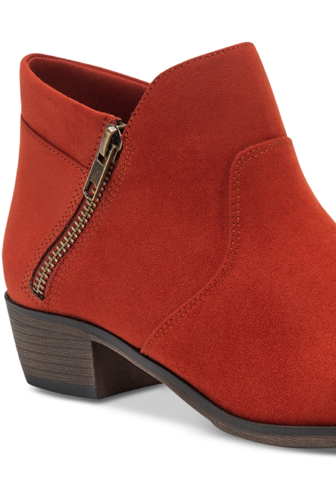 Botas femininas Sun + Stone Abby Double Zip, vermelhas, tamanho 6 M