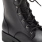 Botas de combate femininas Frankiee com cadarço Sun + Stone, pretas, tamanho 8,5 M