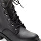 Botas de combate femininas Frankiee com cadarço Sun + Stone, pretas, tamanho 8,5 M