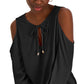 Blusa de malha feminina com ombros descobertos da INC International Concepts, preta, tamanho pequeno