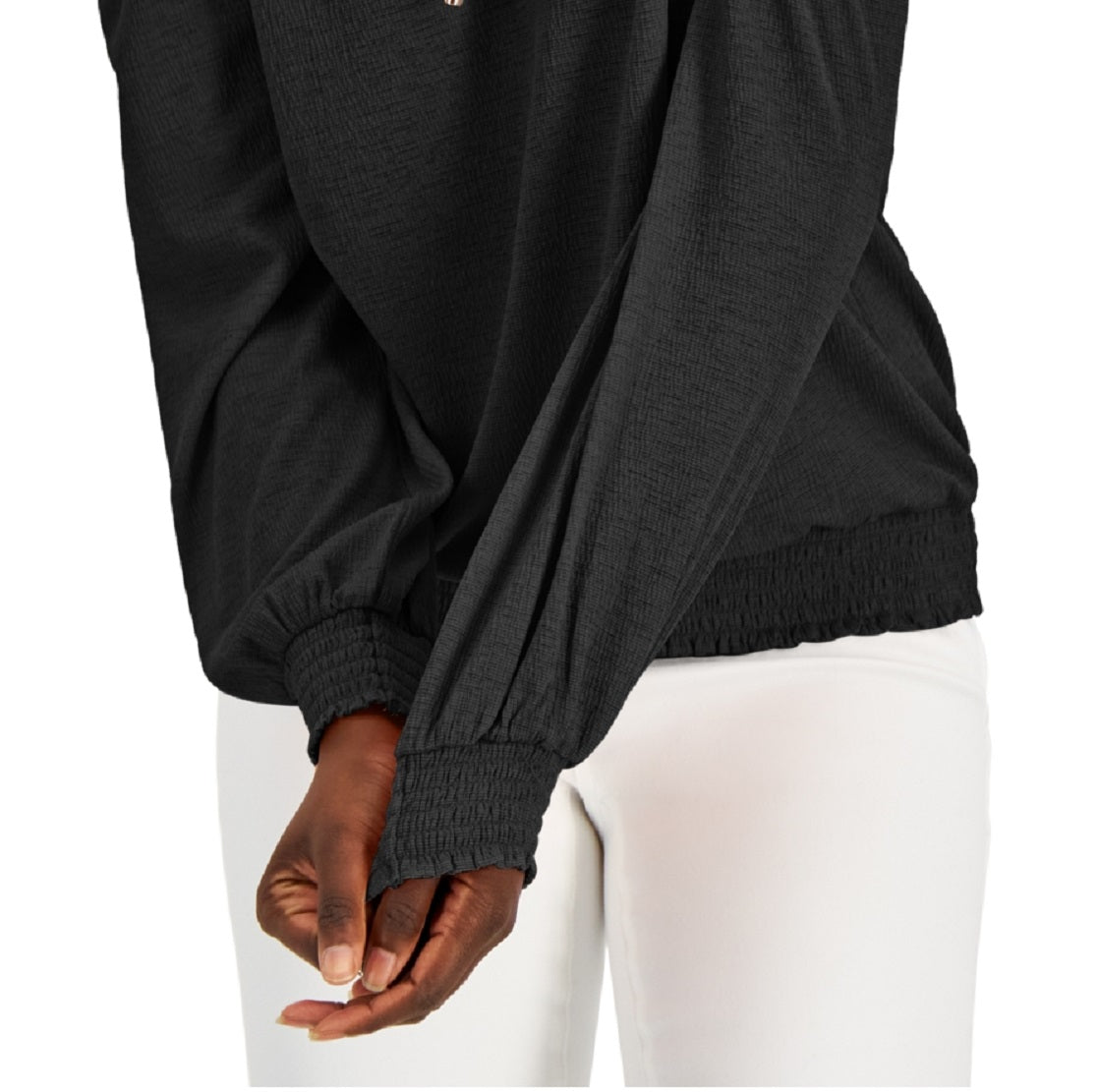 Blusa de malha feminina com ombros descobertos da INC International Concepts, preta, tamanho pequeno