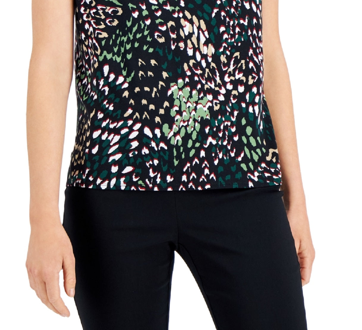 Camiseta feminina estampada Alfani Step Hem, verde, tamanho pequeno médio