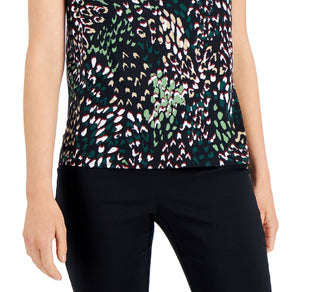 Camiseta feminina estampada Alfani Step Hem, verde, tamanho pequeno médio