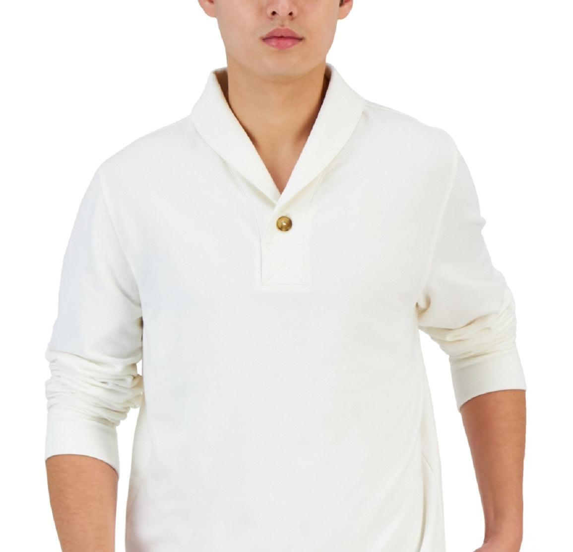 Suéter de lã sprilite com gola xale masculino Club Room, branco, tamanho grande