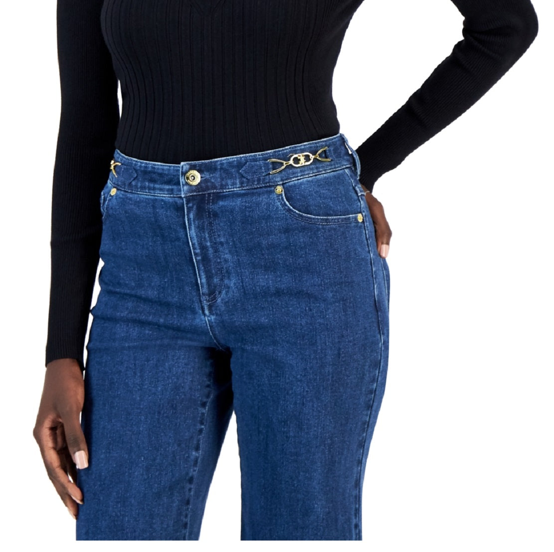 Suéter feminino canelado com ombros descobertos da INC International Concepts, preto, tamanho XX-G
