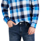 Camisa de flanela xadrez masculina Club Room, tamanho grande, azul, ajuste regular