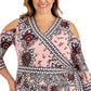 Blusa envolvente com estampa paisley Nancy da coleção JM feminina, rosa, tamanho 3X