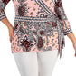 Blusa envolvente com estampa paisley Nancy da coleção JM feminina, rosa, tamanho 3X