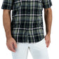 Camisa xadrez xadrez Panamá masculina Alfani, manga curta, verde, tamanho médio