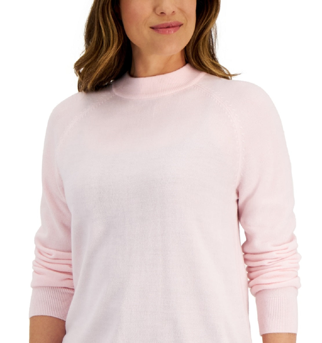 Karen Scott Suéter Feminino Gola Falsa com Zíper nas Costas Rosa Tamanho Pequeno