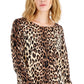 Suéter feminino com estampa de leopardo e gola canoa da INC International Concepts, preto, tamanho pequeno