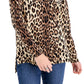 Suéter feminino com estampa de leopardo e gola canoa da INC International Concepts, preto, tamanho pequeno
