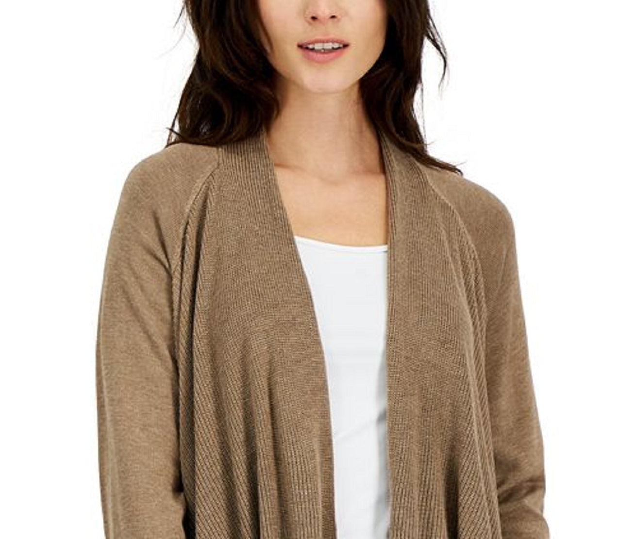 Cardigan feminino Cascade com frente aberta, marrom, tamanho grande, da INC International Concepts