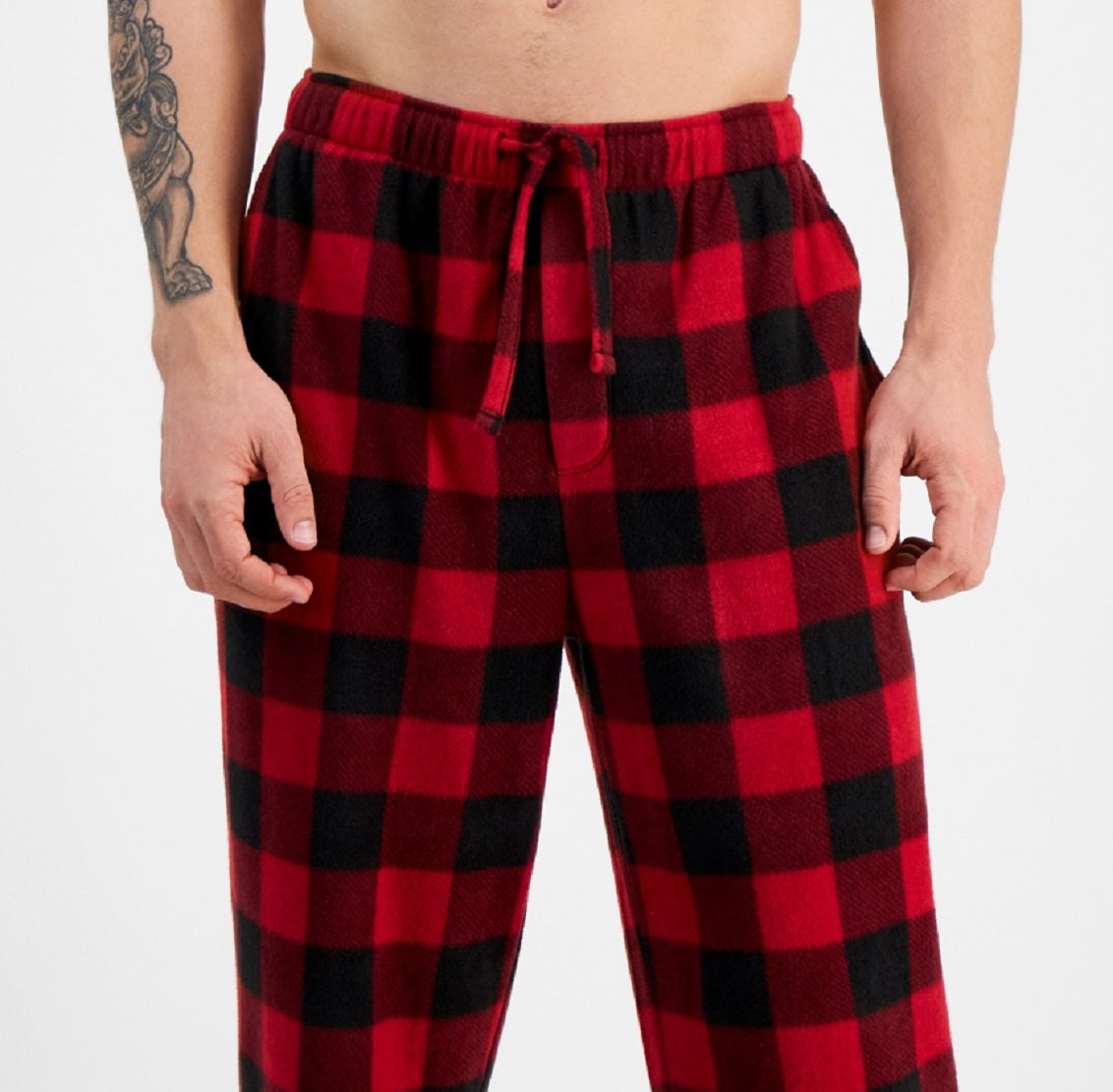Calça de pijama de lã aconchegante masculina Club Room, vermelha, tamanho XX-G