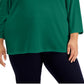 Karen Scott Top Henley Feminino Manga 3/4 Verde Tamanho 2X