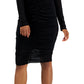 Vestido de malha franzido com decote em V feminino da INC International Concepts, preto, tamanho extrapequeno