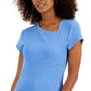 Camiseta feminina assimétrica INC International Concepts, azul, tamanho XX-G