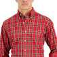 Camisa social masculina de algodão com ajuste regular Club Room, vermelha, tamanho 17 x 36 x 37